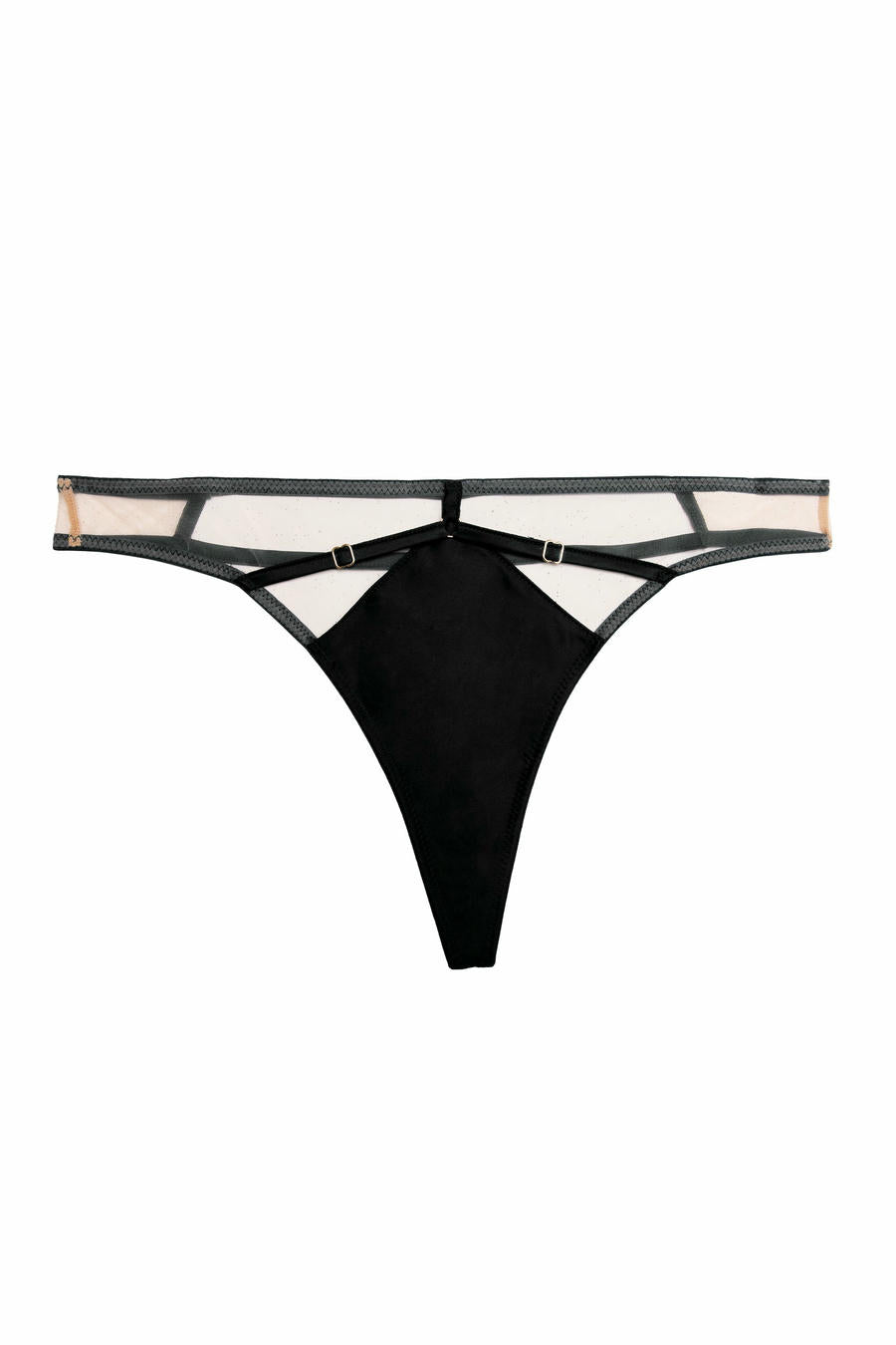 Playful Promises Ramona Black Leatherette Caged Open Back Stringit