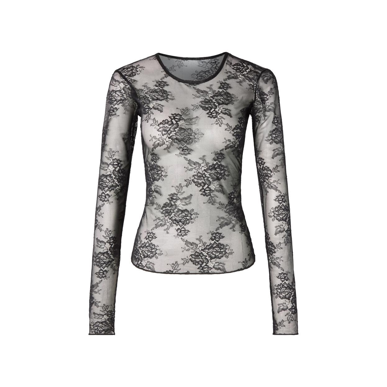 Understatement Lace Longsleeve Tee Musta Pitsipusero