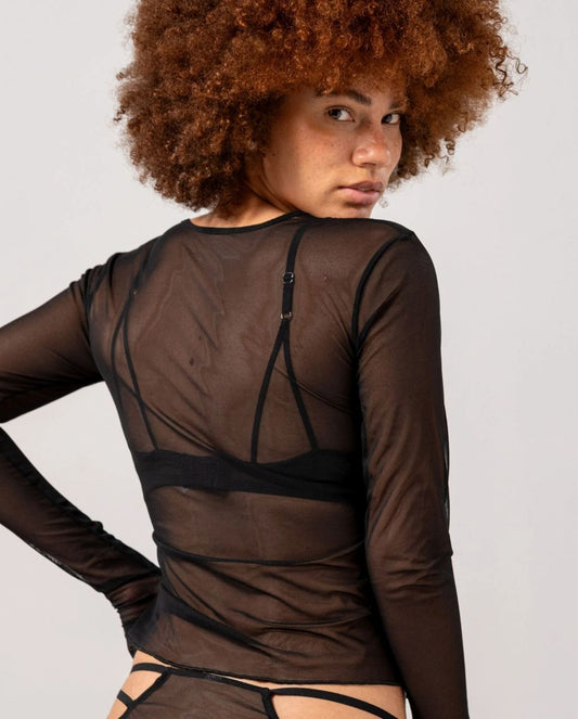 Understatement Mesh Longsleeve Tee Musta Läpikuultava Pusero