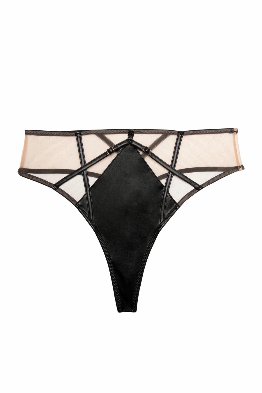 Playful Promises Ramona Black Leatherette High Waisted Stringit