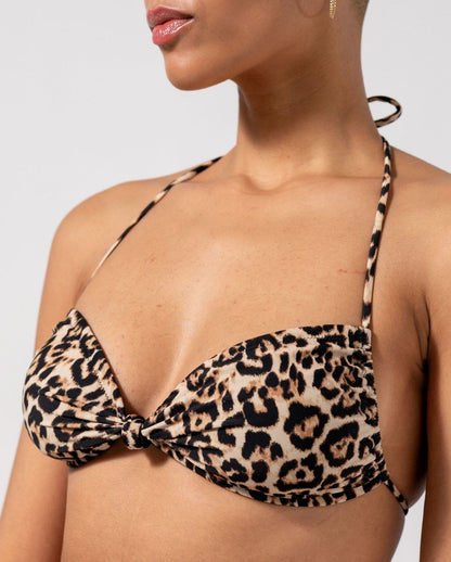 Understatement Flipped Triangle Bikini Top Leopard Bikiniyläosa