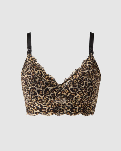 Understatement Lace Nursing Bralette Gold Leopard Imetysliivit