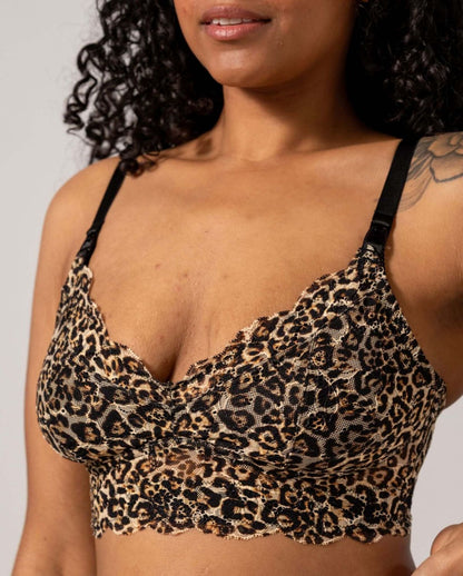 Understatement Lace Nursing Bralette Gold Leopard Imetysliivit
