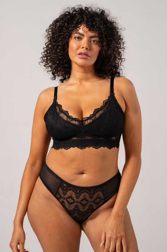 Understatement Lace Nursing Bralette Mustat Imetysliivit