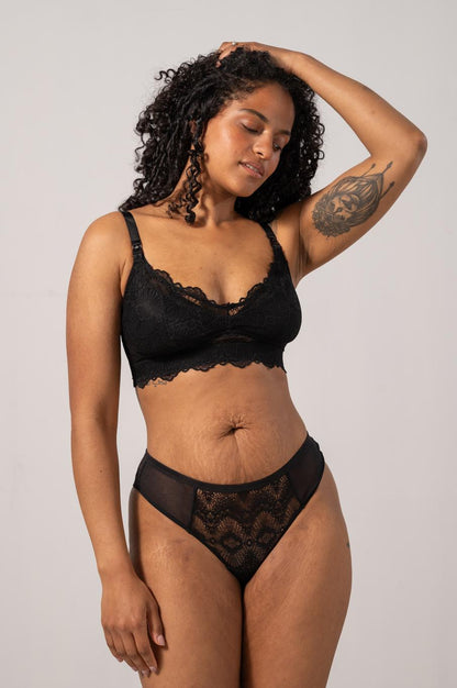 Understatement Lace Nursing Bralette Mustat Imetysliivit