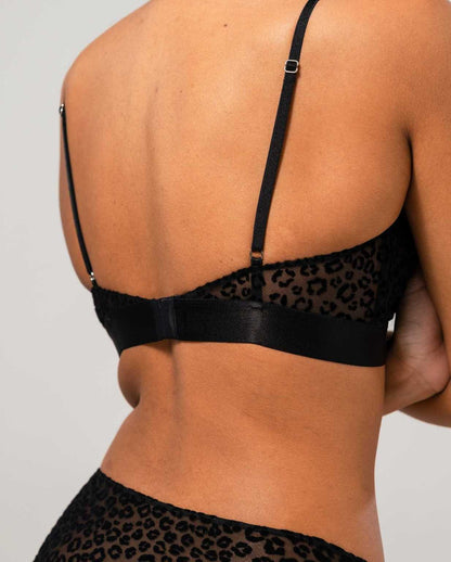 Understatement Mesh Plunge Bralette Black Leopard Rintaliivit