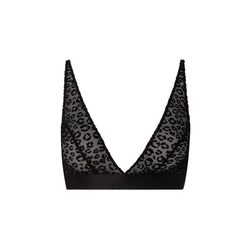 Understatement Mesh Plunge Bralette Black Leopard Rintaliivit