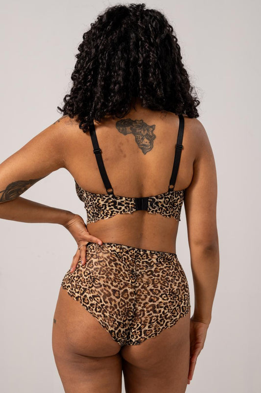 Understatement Lace Highwaist Briefs Gold Leopard Alushousut