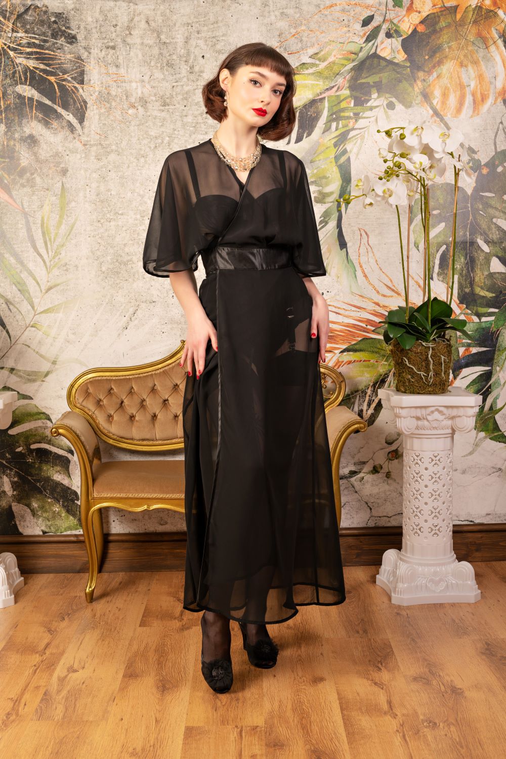 What Katie Did 1930s Sheer Lounging Robe Läpikuultava Aamutakki